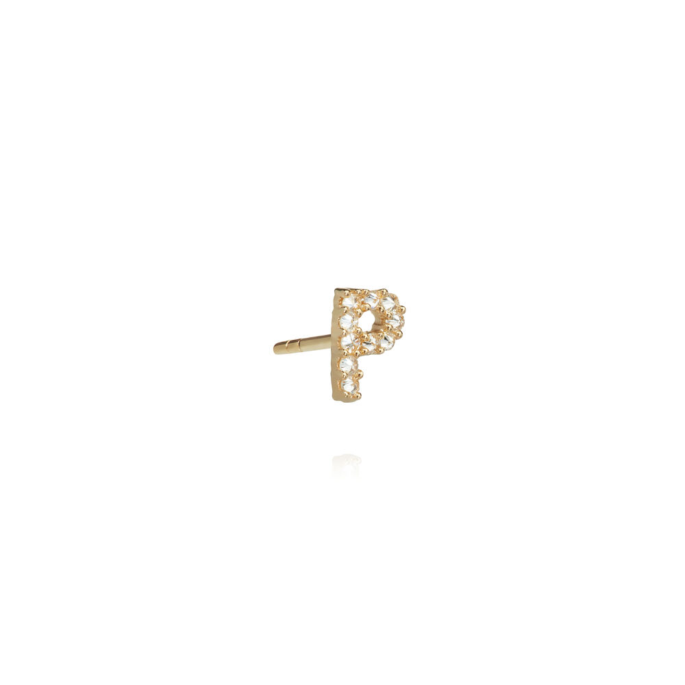 18ct Gold Diamond Initial P Single Stud Earring | Annoushka jewelley